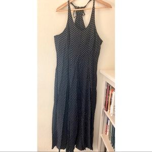 Vintage navy and white dot maxi dress